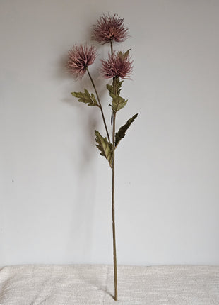 Kunstbloem eryngium distel donkerroze met karakteristieke distelvorm hoogte 65 cm