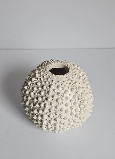 Vaas Sea Urchin crème met zee-egel textuur en organische vorm hoogte 9cm