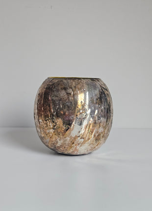 Vaas bolvaas goud metaal met ronde vorm en glanzende afwerking Ø 11 cm