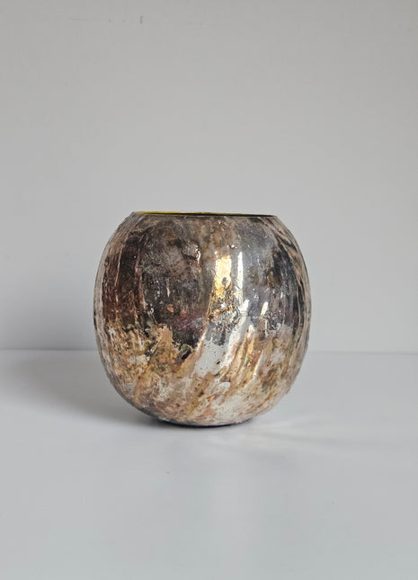 Vaas bolvaas goud metaal met ronde vorm en glanzende afwerking Ø 11 cm