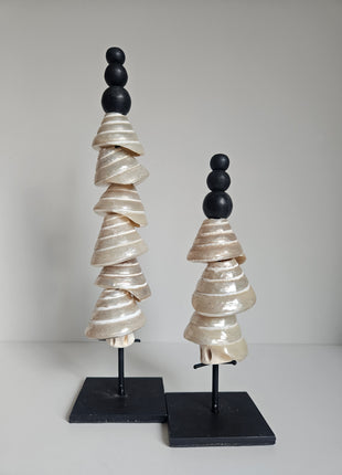 Ornamenten schelpentoren pearl naturel in twee formaten hoogte 38 en 28 cm