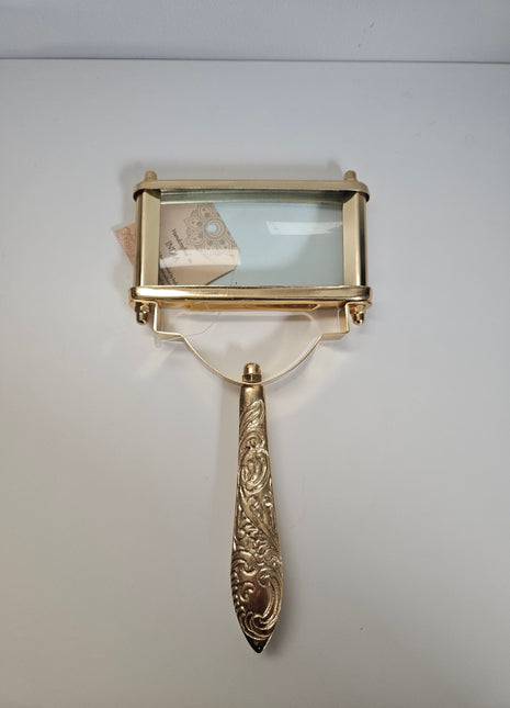 Decoratief gouden vergrootglas antieke stijl met messing handvat 30 x 7 cm