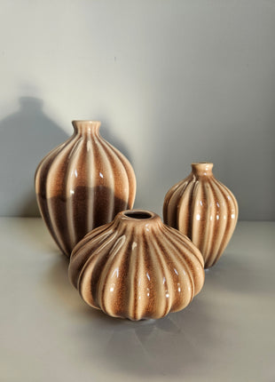Set van 3 vazen Amalie bruin aardewerk in verschillende formaten