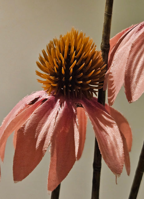 Close-up van kunstbloem echinacea zonnehoed oudroze - natuurlijke bloemblaadjes