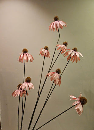 Kunstbloem echinacea zonnehoed oudroze met realistische bloem hoogte 123 cm