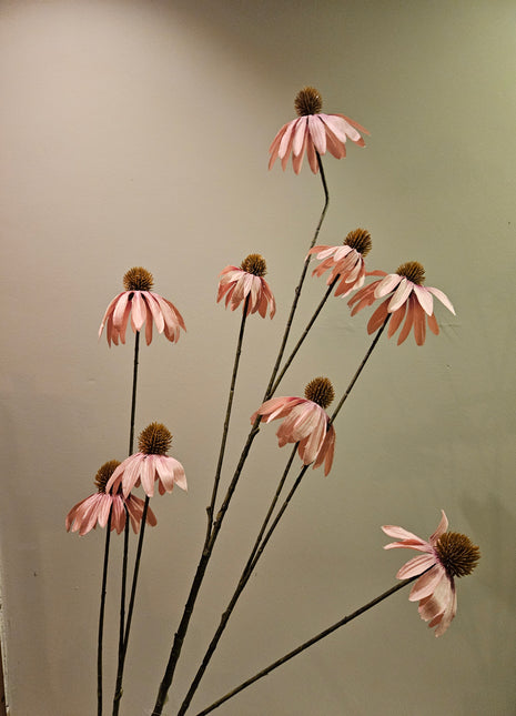 Kunstbloem echinacea zonnehoed oudroze met realistische bloem hoogte 123 cm
