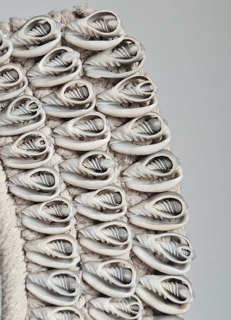 Close-up van schelpenketting ovaal handgemaakt - natuurlijke schelpen en ovale vorm