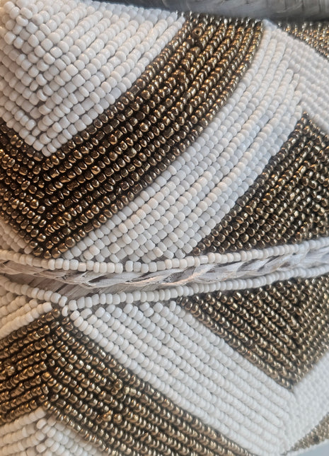 Set van 3 kralenboxen goud wit handgemaakt in verschillende formaten