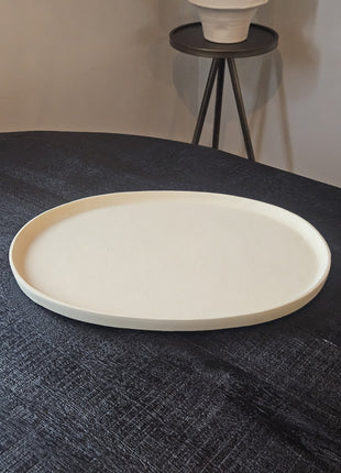 Dienblad Naomi taupe aluminium met rechthoekige ronde vorm 39 x 29 x 2 cm