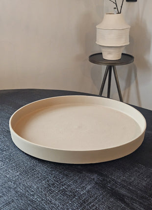 Dienblad Rowan taupe aluminium met ronde vorm Ø 40 x hoogte 4 cm