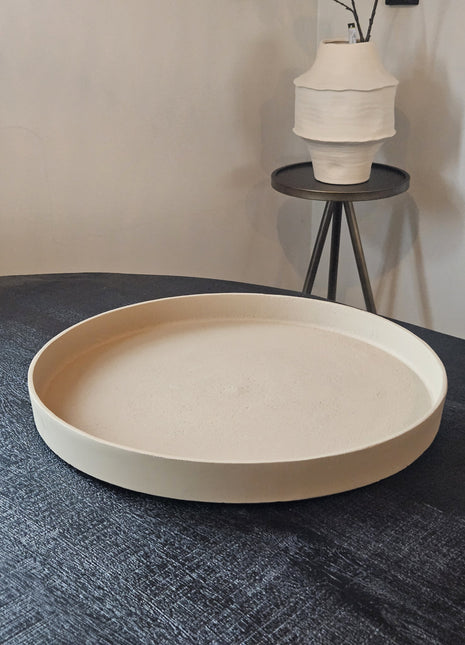 Dienblad Rowan taupe aluminium met ronde vorm Ø 40 x hoogte 4 cm