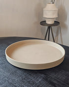 Dienblad Rowan taupe aluminium met ronde vorm Ø 40xoogte 4 cm