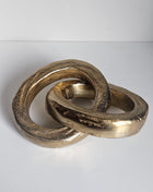 Gouden schakel ornament aluminium met moderne vorm en glanzende afwerking 13 x 11 x 2cm