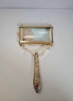 Decoratief gouden vergrootglas antieke stijl met messing handvat 30 x 7 cm