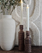 Houten Kandelaars Set Donkerbruin