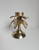 Waxinelichthouder palmboom goud aluminium met tropische vorm hoogte 13 cm