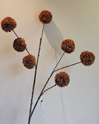 Kunstbloem chrysanthemum pompom bruin met bolachtige bloemen hoogte 98 cm