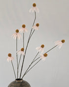 Crème witte kunst-zonnehoed Echinacea staand in een hoge vaas.