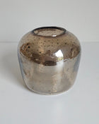 Waxinelichthouder Capira bruin grijs glas met facetgeslepen vorm hoogte 9 x Ø 10 cm