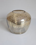 Waxinelichthouder Capira bruin grijs glas met facetgeslepen vorm hoogte 12 x Ø 13 cm