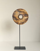 Ornament schijf op voet bruin l Ø 11xoogte 26 cm
