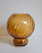 Vaas amber glas met ronde vorm en glanzende afwerking hoogte 20 x Ø 17 cm
