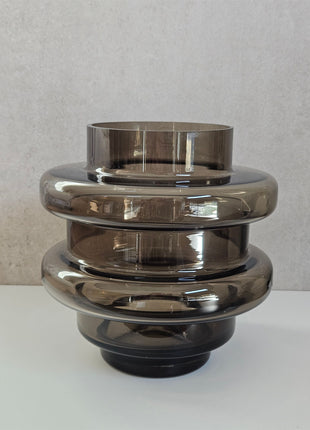 Vaas Disk donkerbruin glas met ronde schijfvorm Ø 23xoogte 23 cm
