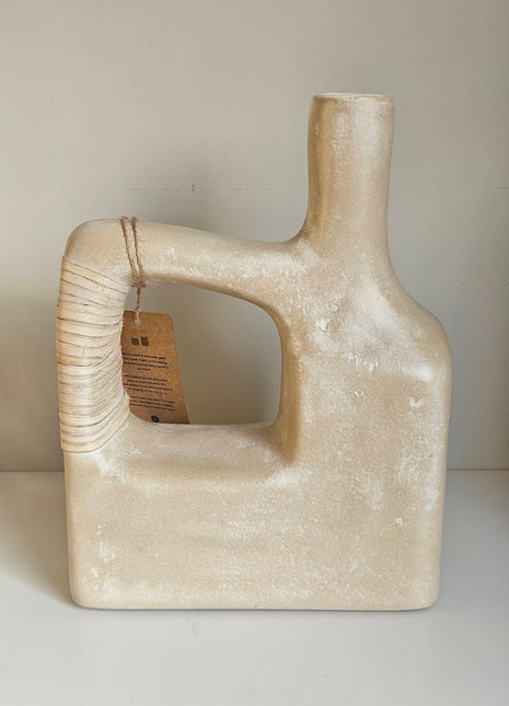 Vaas jerrycan crème ECOmix met moderne vorm en matte afwerking hoogte 31 cm