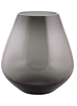 Vrijstaande druppelvormige vaas Tasman M van Vase the World in glanzend taupe glas.