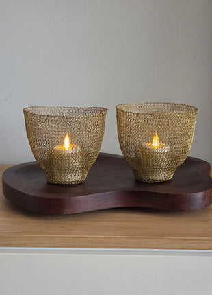 Waxinelichthouder Golden Weave Art