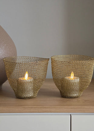 Waxinelichthouder Golden Weave Art