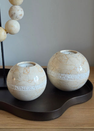 Waxinelichthouder Marmer Beige - S