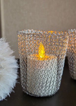 Waxinelichthouder Silver Weave Art