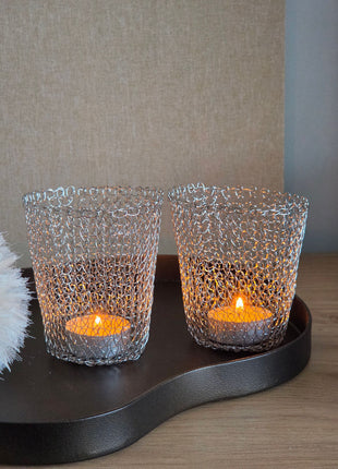 Waxinelichthouder Silver Weave Art