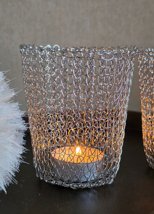 Waxinelichthouder Silver Weave Art