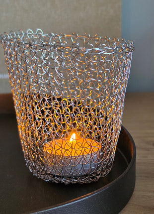 Waxinelichthouder Silver Weave Art